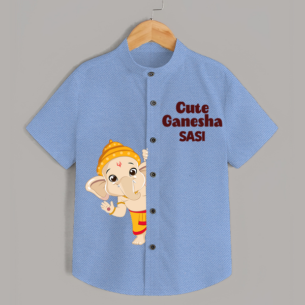 Cute Ganesha Special Edition Shirt | Personalized Baby Shirt for Your Little Ganesha - SKY BLUE - 0 - 6 Months Old (Chest 23")
