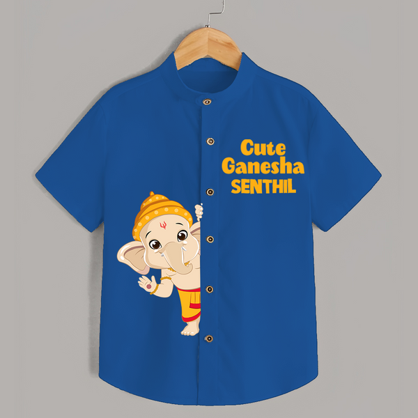 Cute Ganesha Special Edition Shirt | Personalized Baby Shirt for Your Little Ganesha - COBALT BLUE - 0 - 6 Months Old (Chest 23")