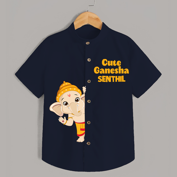 Cute Ganesha Special Edition Shirt | Personalized Baby Shirt for Your Little Ganesha - NAVY BLUE - 0 - 6 Months Old (Chest 23")