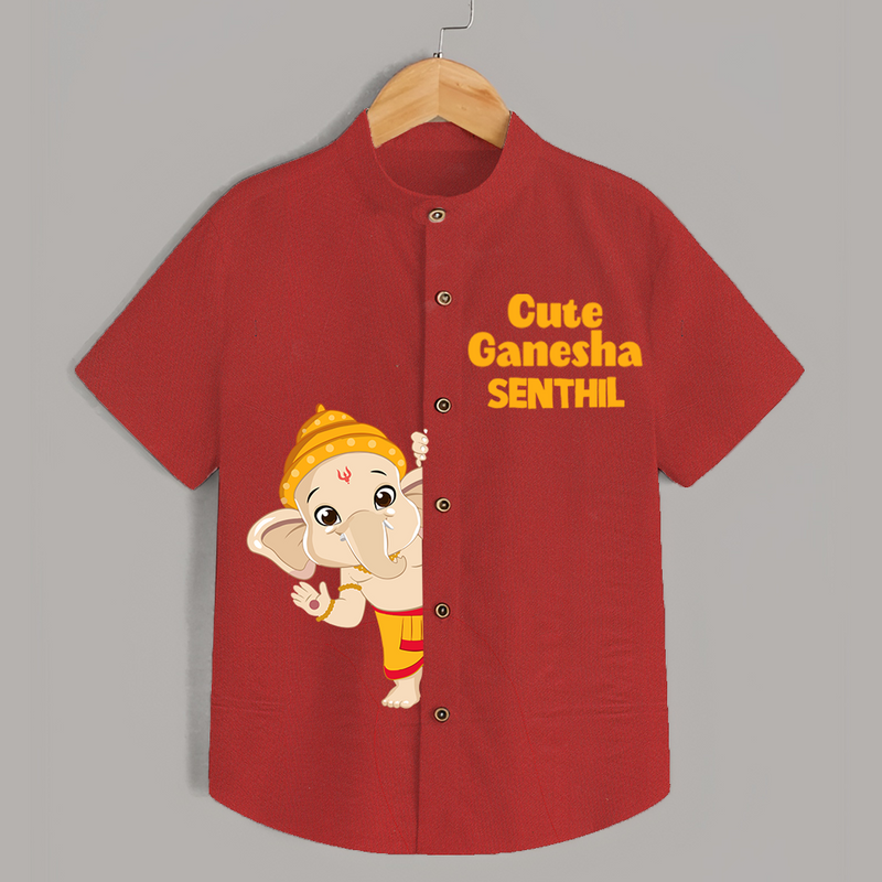 Cute Ganesha Special Edition Shirt | Personalized Baby Shirt for Your Little Ganesha - RED - 0 - 6 Months Old (Chest 23")