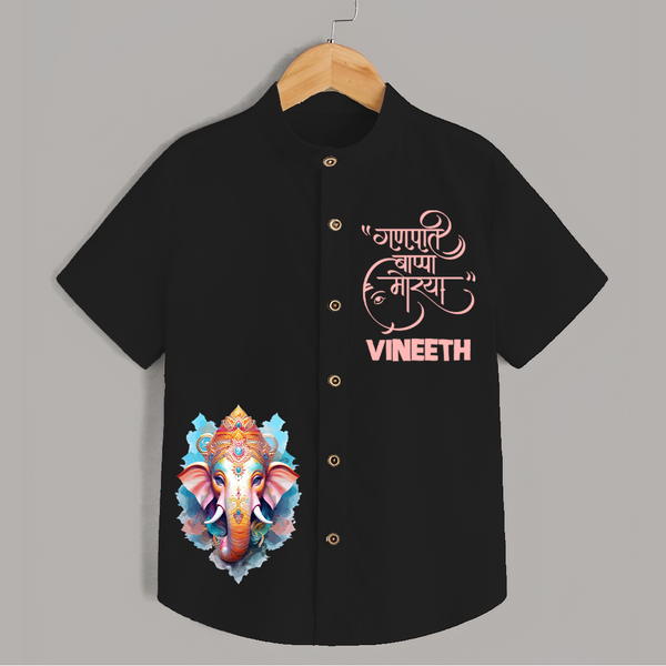 Ganapati Bappa Moriya Special Edition Shirt | Custom Shirt for Ganesh Chaturthi - BLACK - 0 - 6 Months Old (Chest 23")