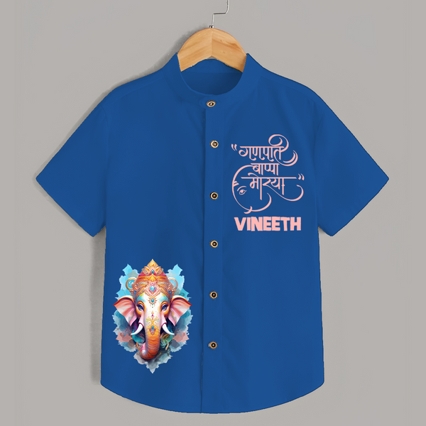 Ganapati Bappa Moriya Special Edition Shirt | Custom Shirt for Ganesh Chaturthi - COBALT BLUE - 0 - 6 Months Old (Chest 23")