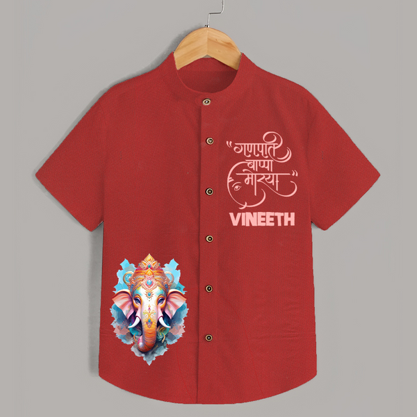 Ganapati Bappa Moriya Special Edition Shirt | Custom Shirt for Ganesh Chaturthi - RED - 0 - 6 Months Old (Chest 23")