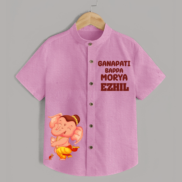 Ganapati Bappa Moriya Special Edition Shirt | Custom Shirt for the Ganesh Festival - BABY PINK - 0 - 6 Months Old (Chest 23")