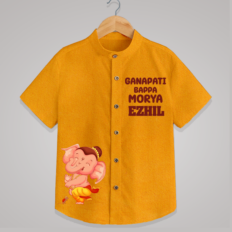 Ganapati Bappa Moriya Special Edition Shirt | Custom Shirt for the Ganesh Festival - CHROME YELLOW - 0 - 6 Months Old (Chest 23")