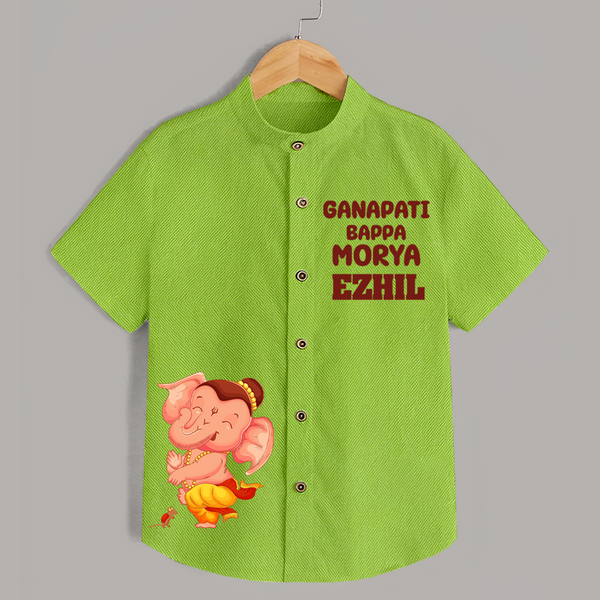 Ganapati Bappa Moriya Special Edition Shirt | Custom Shirt for the Ganesh Festival - LIME GREEN - 0 - 6 Months Old (Chest 23")