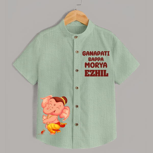 Ganapati Bappa Moriya Special Edition Shirt | Custom Shirt for the Ganesh Festival - MINT GREEN - 0 - 6 Months Old (Chest 23")