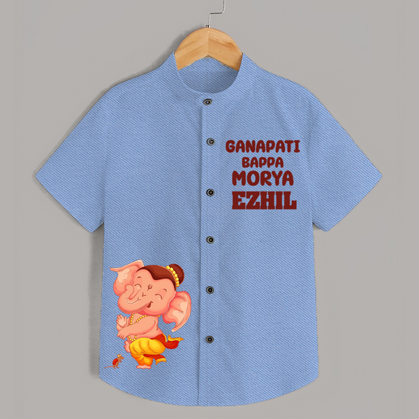 Ganapati Bappa Moriya Special Edition Shirt | Custom Shirt for the Ganesh Festival - SKY BLUE - 0 - 6 Months Old (Chest 23")