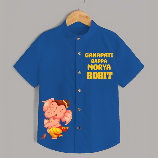 Ganapati Bappa Moriya Special Edition Shirt | Custom Shirt for the Ganesh Festival - COBALT BLUE - 0 - 6 Months Old (Chest 23")