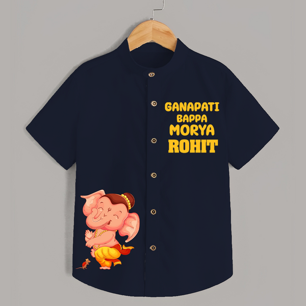 Ganapati Bappa Moriya Special Edition Shirt | Custom Shirt for the Ganesh Festival - NAVY BLUE - 0 - 6 Months Old (Chest 23")