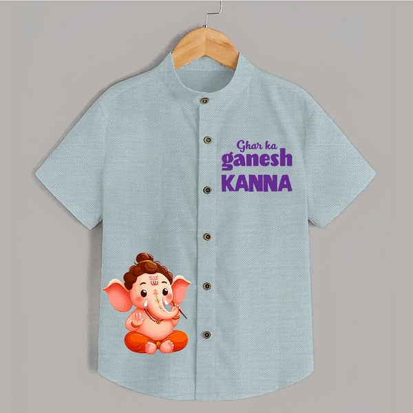 Ghar Ka Ganesh Special Edition Shirt | Personalized Shirt for Your Home's Ganesha - ARCTIC BLUE - 0 - 6 Months Old (Chest 23")