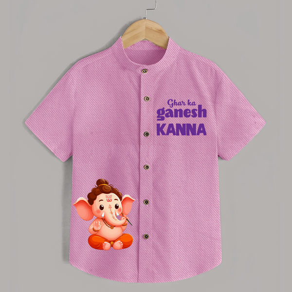 Ghar Ka Ganesh Special Edition Shirt | Personalized Shirt for Your Home's Ganesha - BABY PINK - 0 - 6 Months Old (Chest 23")