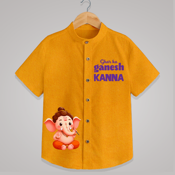 Ghar Ka Ganesh Special Edition Shirt | Personalized Shirt for Your Home's Ganesha - CHROME YELLOW - 0 - 6 Months Old (Chest 23")
