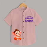 Ghar Ka Ganesh Special Edition Shirt | Personalized Shirt for Your Home's Ganesha - PEACH - 0 - 6 Months Old (Chest 23")