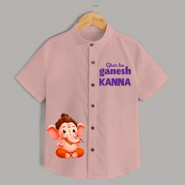 Ghar Ka Ganesh Special Edition Shirt | Personalized Shirt for Your Home's Ganesha - PEACH - 0 - 6 Months Old (Chest 23")