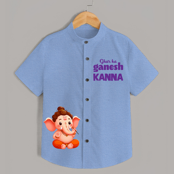 Ghar Ka Ganesh Special Edition Shirt | Personalized Shirt for Your Home's Ganesha - SKY BLUE - 0 - 6 Months Old (Chest 23")