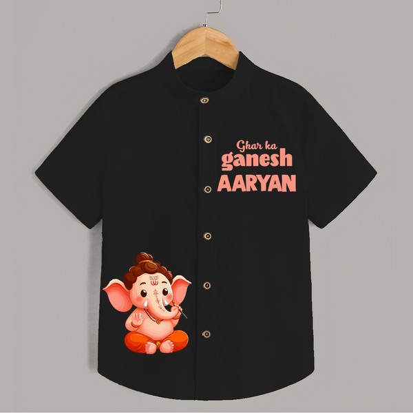 Ghar Ka Ganesh Special Edition Shirt | Personalized Shirt for Your Home's Ganesha - BLACK - 0 - 6 Months Old (Chest 23")