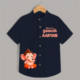 Ghar Ka Ganesh Special Edition Shirt | Personalized Shirt for Your Home's Ganesha - NAVY BLUE - 0 - 6 Months Old (Chest 23")