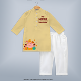 My Ganesha Has Arrived Home Special Edition Kurta set | Personalized Baby Kurta set for Ganesh Chaturthi Celebration - PASTEL YELLOW - 3 - 6 Months Old (Chest 24", Kurta Length 14'', Waist 19", Pant Length 14")