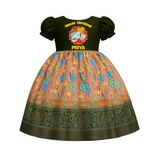 Modak Monster Pattu Pavada | Personalized Baby Outfit for Ganesha Celebration - DARK GREEN - 0 - 3 Months Old (Chest 18")
