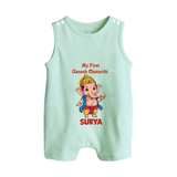 My First Little Ganesha Divine Blessings Printed Button Romper - MINT GREEN - New Born (Chest 18")