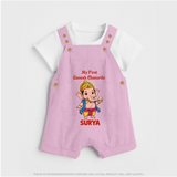 My First Little Ganesha Divine Blessings Printed Dungaree - BABY PINK - 0 - 5 Months Old (Chest 18")