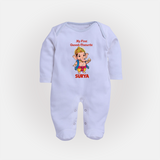 My First Little Ganesha Divine Blessings Printed Fullbody Suit - BABY BLUE - New Born (Chest 7.5")
