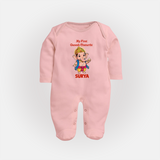 My First Little Ganesha Divine Blessings Printed Fullbody Suit - BABY PINK - New Born (Chest 7.5")