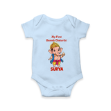 My First Little Ganesha Divine Blessings Printed Romper - BABY BLUE - New Born (Chest 14")