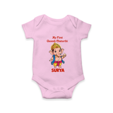 My First Little Ganesha Divine Blessings Printed Romper - BABY PINK - New Born (Chest 14")