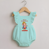 My First Little Ganesha Divine Blessings Printed Romper Frock - MINT GREEN - 0 - 3 Months Old (Chest 19")