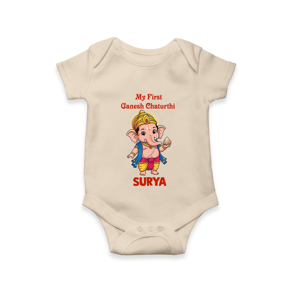 My First Little Ganesha Divine Blessings Printed Romper - IVORY - New Born (Chest 14")