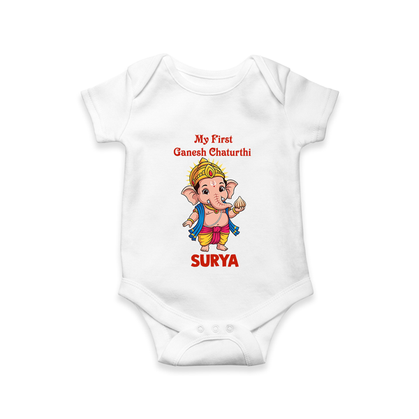 My First Little Ganesha Divine Blessings Printed Romper - WHITE - New Born (Chest 14")