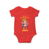 My First Little Ganesha Divine Blessings Printed Romper - RED - New Born (Chest 14")