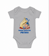 My First Cute Ganesha Under Umbrella Celebration Printed Romper - GREY - New Born (Chest 14")