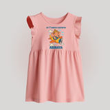 My First Little Ganesha Flying Adventure Illustration Printed Baby Frock - BABY PINK - 0 - 3 Months Old (Chest 17")
