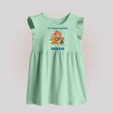 My First Little Ganesha Flying Adventure Illustration Printed Baby Frock - MINT GREEN - 0 - 3 Months Old (Chest 17")