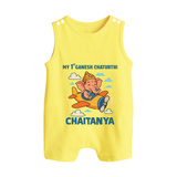 My First Little Ganesha Flying Adventure Illustration Printed Button Romper - PASTEL YELLOW - New Born (Chest 18")
