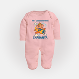 My First Little Ganesha Flying Adventure Illustration Printed Fullbody Suit - BABY PINK - New Born (Chest 7.5")