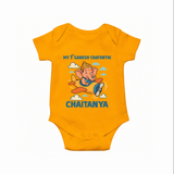 My First Little Ganesha Flying Adventure Illustration Printed Romper - CHROME YELLOW - New Born (Chest 14")