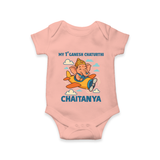 My First Little Ganesha Flying Adventure Illustration Printed Romper - PEACH - New Born (Chest 14")