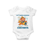 My First Little Ganesha Flying Adventure Illustration Printed Romper - WHITE - New Born (Chest 14")