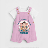 My First Baby Ganesha With Mouse Companion Printed Dungaree - BABY PINK - 0 - 5 Months Old (Chest 18")