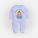 My First Baby Ganesha With Mouse Companion Printed Fullbody Suit - BABY BLUE - New Born (Chest 7.5")