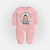 My First Baby Ganesha With Mouse Companion Printed Fullbody Suit - BABY PINK - New Born (Chest 7.5")