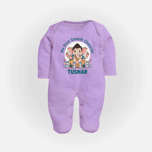 My First Baby Ganesha With Mouse Companion Printed Fullbody Suit