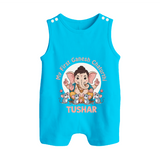My First Baby Ganesha With Mouse Companion Printed Button Romper - SKY BLUE - New Born (Chest 18")