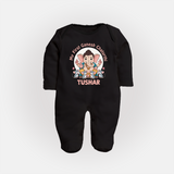 My First Baby Ganesha With Mouse Companion Printed Fullbody Suit - BLACK - New Born (Chest 7.5")
