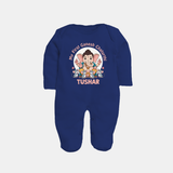 My First Baby Ganesha With Mouse Companion Printed Fullbody Suit - NAVY BLUE - New Born (Chest 7.5")