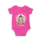 My First Baby Ganesha With Mouse Companion Printed Romper - HOT PINK - New Born (Chest 14")